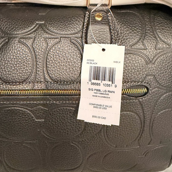 NWT Coach Rowan LARGE satchel bag Embossed Black Leather Satchel - Picture 5 of 10